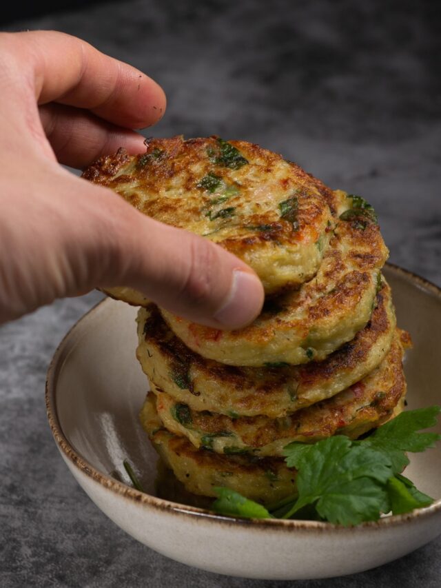Cheesy Mashed Potato Pancakes.
